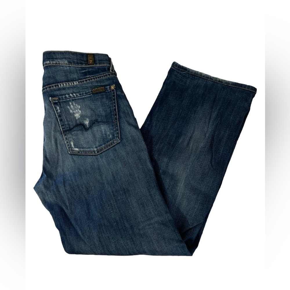 7 For All Mankind Austyn Relaxed Straight Leg Distressed Jeans Size 31